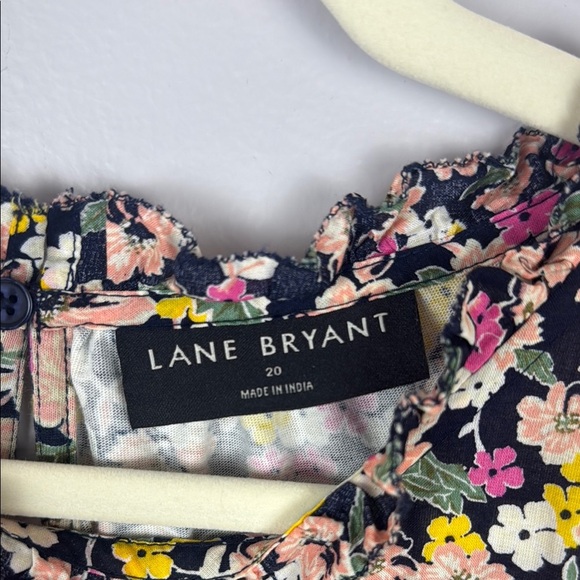 Lane Bryant Woven & Knit Ruffle Floral Multicoloured Cap Sleeve Top Size 20 - Picture 4 of 11